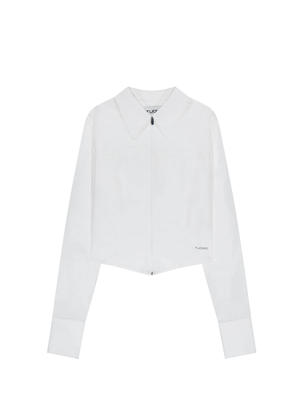 ZIP-UP FITTED LINE SHIRTS [WHITE]