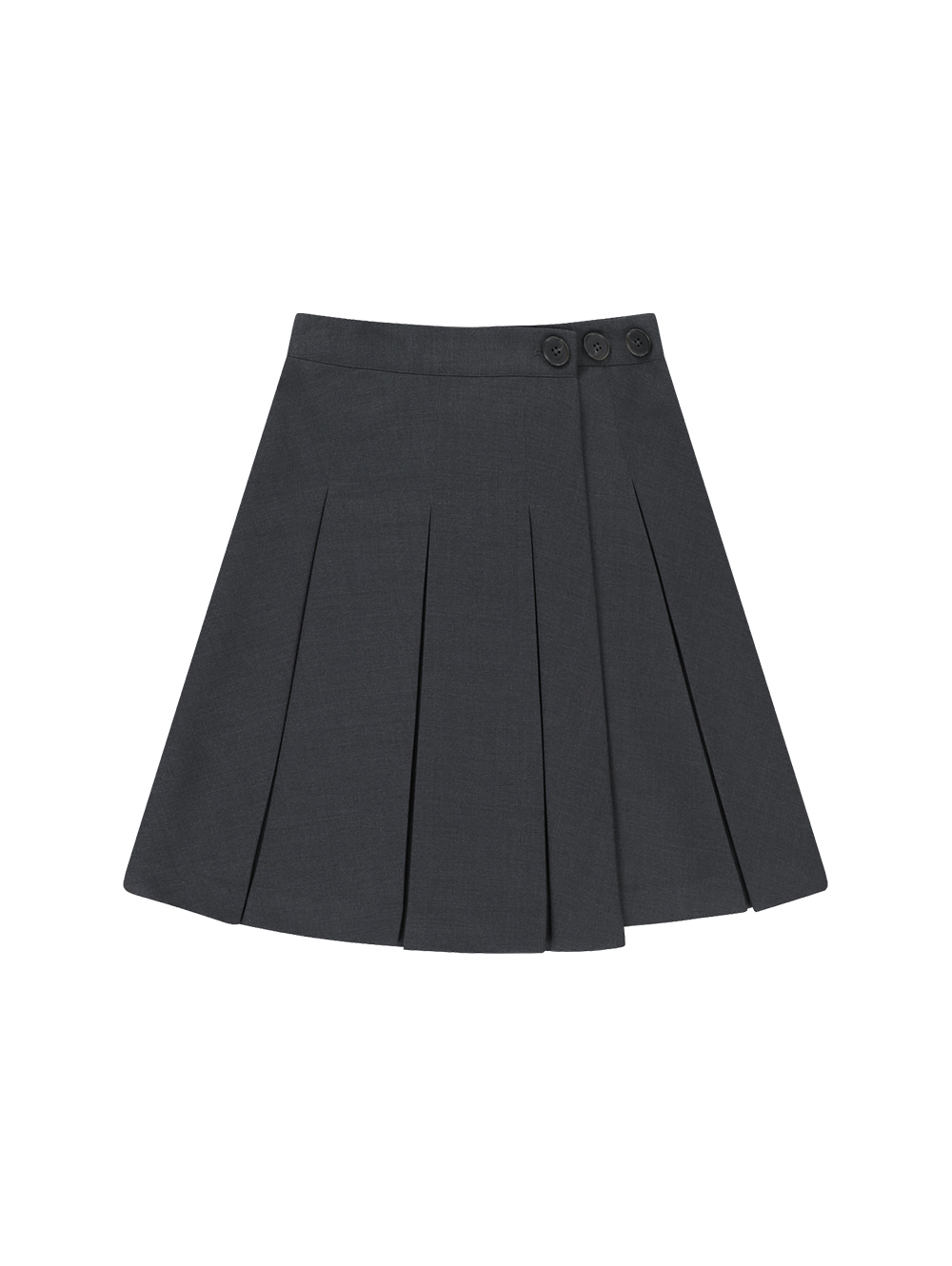 WRAPPED PLEATS SKIRT [CHARCOAL]